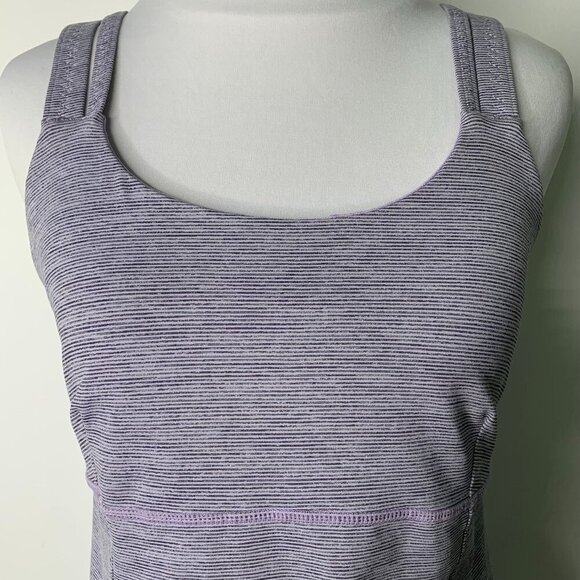 Lululemon Active Strength Tank Lilac Heathered Coal Wee Stripe / Lilac Size 8 - Picture 3 of 12